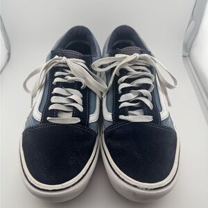 VANS Old Skool Canvas Sneakers Black/Blue Size M8.5/W10.0